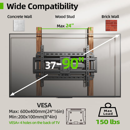 USX-MOUNT Schwerlast TV Gelenkhalterung - 37-90" VESA 600x400