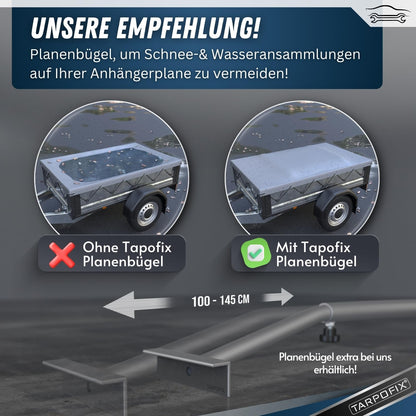 Tarpofix Anhängerplane 258x136cm Grau - PVC Flachplane