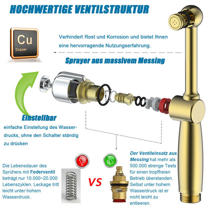 Uvish Bidet Handbrause Aufsatz mit Druckregelung - Chrom