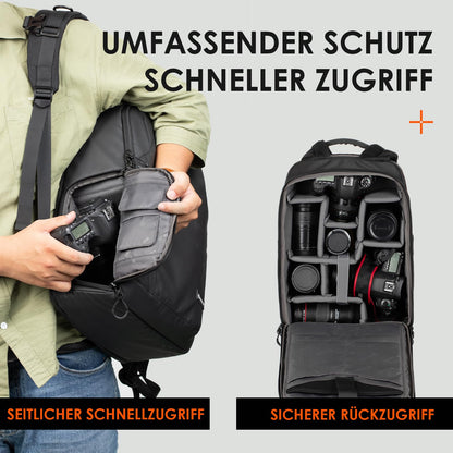 TARION Kamerarucksack TR-L wasserdicht, 14 Zoll Laptopfach, schwarz