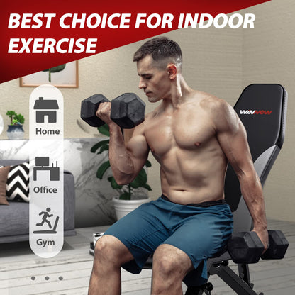 WINNOW Verstellbare Klappbare Hantelbank für Fitness & Heimtraining