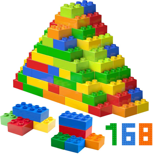 Cabeeskii Grosse Bausteine, 168-teiliges Set in 6 Farben, ab 3 Jahren – bunte quadratische und rechteckige Steine