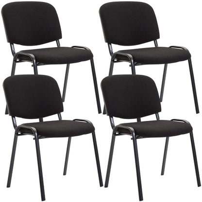 CLP Ken Besucherstuhl Stoff Stapelbar - 4er Set Schwarz. Vier schwarze Stoffstühle, stapelbar. Perfekt für Wartezimmer und Konferenzräume.