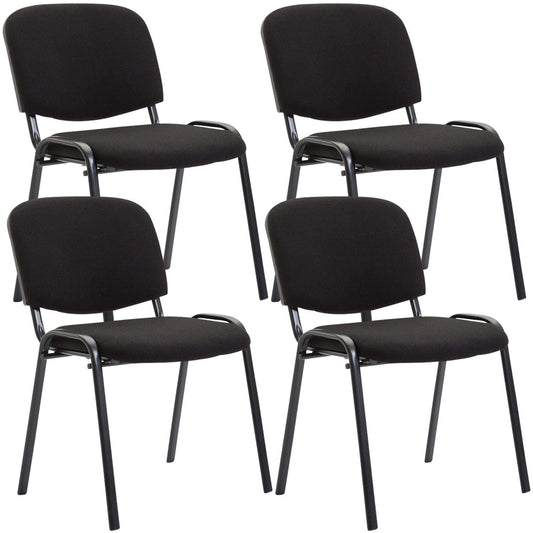 CLP Ken Besucherstuhl Stoff Stapelbar - 4er Set Schwarz
