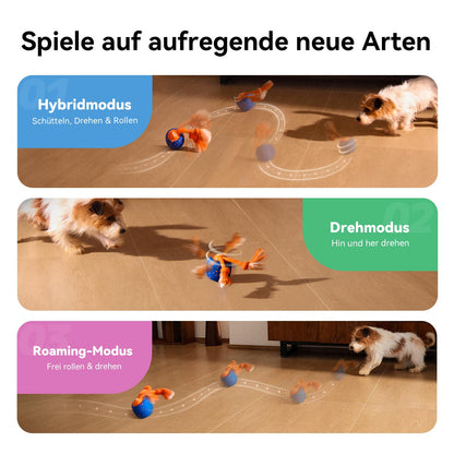 Cheerble Wicked Ball Rolly Interaktiver Hundeball mit Seil, Blau
