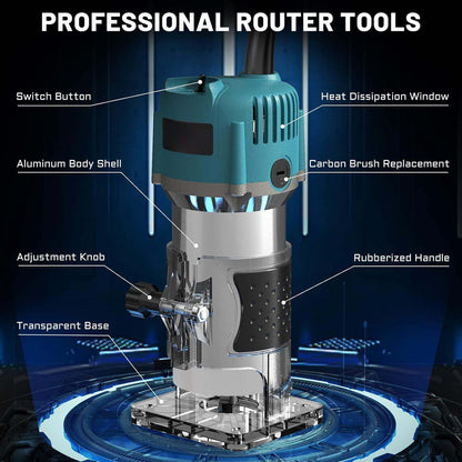 Profi Oberfräse 800W – Holzfräse mit 15-tlg. Fräserset