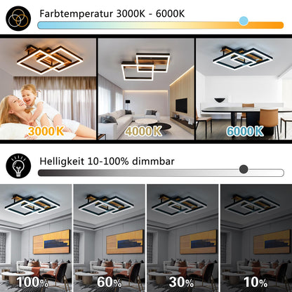 SEATAIN LED Deckenleuchte dimmbar Holz schwarz 47cm