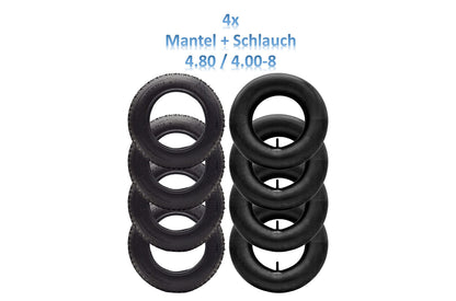 HMH Schubkarrenreifen Set 4.80/4.00-8, Mantel + Schlauch, 4 Stück