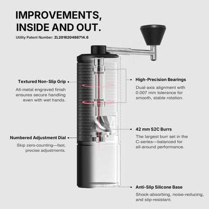 TIMEMORE C5 ESP Pro Handkaffeemühle mit S2C Kegelmahlwerk, schwarz
