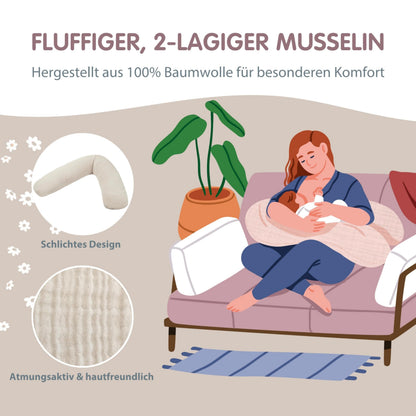 Theraline Dodo Pillow Premium Stillkissen 180 cm mit Musselinbezug