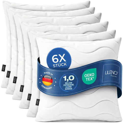 LILENO HOME Allergiker Kopfkissen 80x80 cm 6er Set 95°C waschbar
