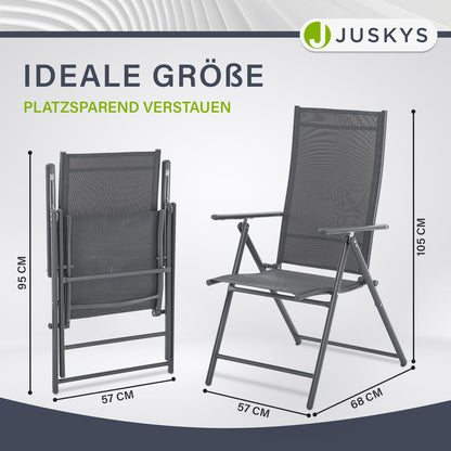 Juskys Gartenstuhl Calena 2er Set Anthrazit klappbar verstellbar