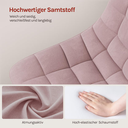 WOLTU Schminktisch Hocker mit Rückenlehne, höhenverstellbar, Samt Rosa