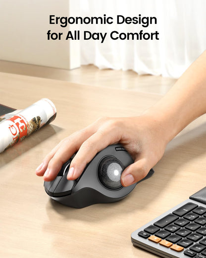 ProtoArc EM01 NL Trackball-Maus, kabellos, Bluetooth, 5 DPI, schwarz