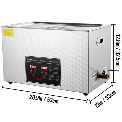 VEVOR Ultraschallreiniger 30 L Edelstahl 600 W mit Digitalanzeige