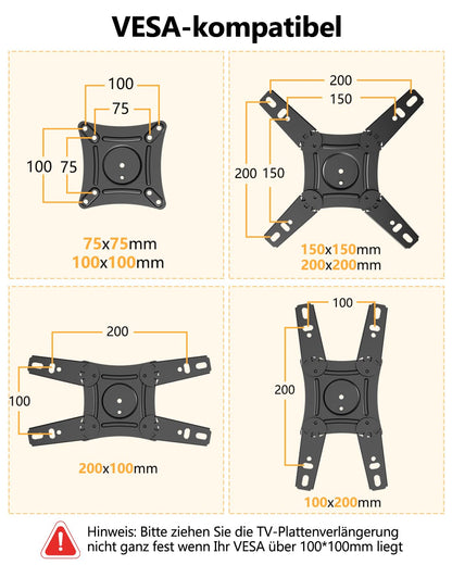 WHYFONE TV Wandhalterung schwenkbar Ecke 13-43 Zoll - 1036mm Arm
