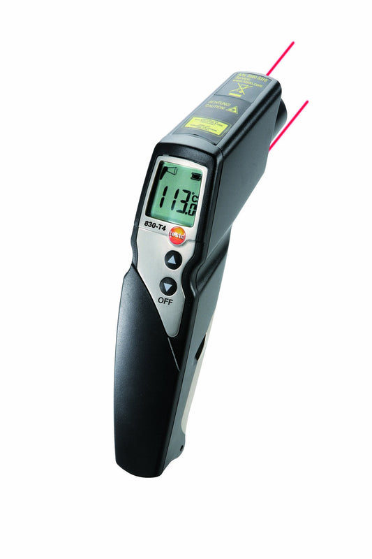 testo 830-T4 Set Infrarot-Thermometer - 0563 8314. Schwarzes Handmessgerät zur berührungslosen Oberflächentemperaturmessung.