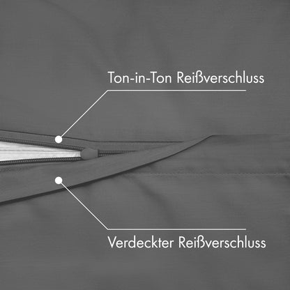 JACOBSON Bettwäsche Set 135x200 cm Perkal Baumwolle Anthrazit 4-teilig