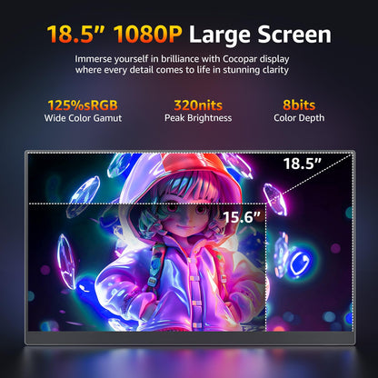 cocopar 18,5 Zoll tragbarer Gaming Monitor 100Hz USB-C HDMI