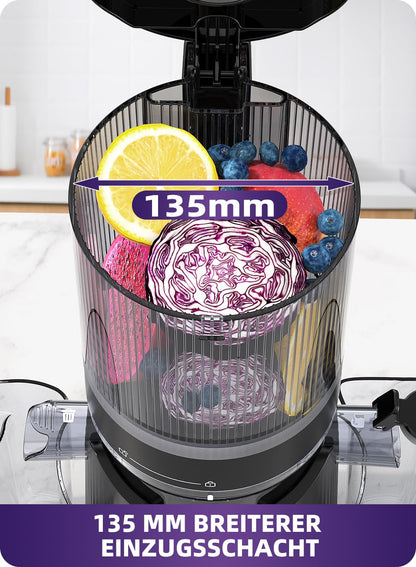 ACOQOOS Slow Juicer für ganze Früchte, 1.8L – Schwarz