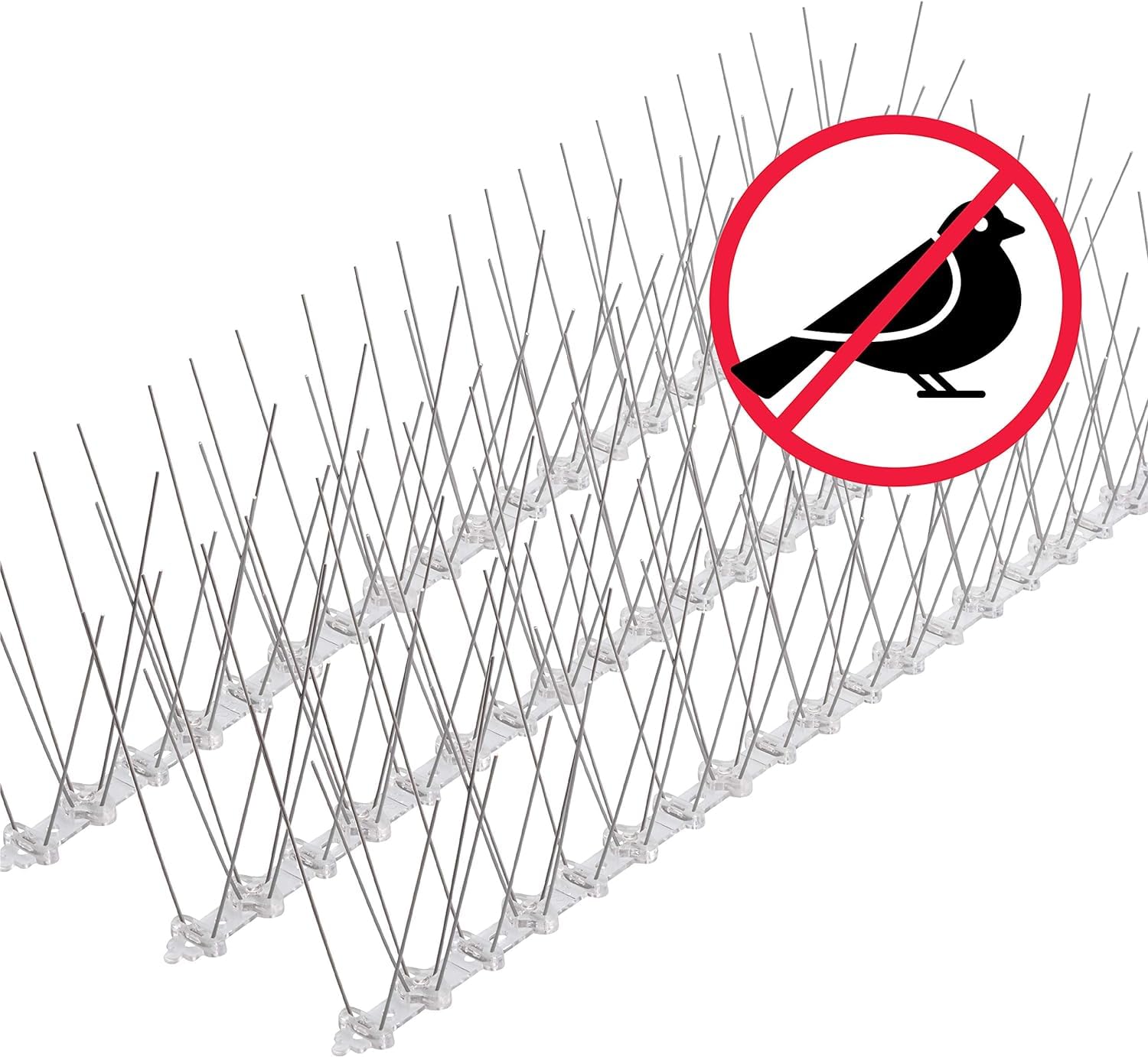riijk Taubenabwehr Spikes 9 m, vormontiert, Edelstahl, 4-reihig – Vogelspikes mit Kunststoffträger