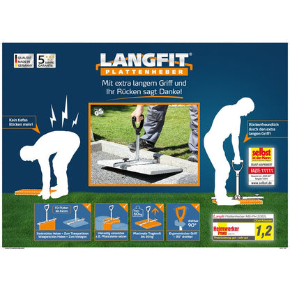 LANGFIT Plattenheber MS-PH2050L, extra langer Griff, 30–50 cm