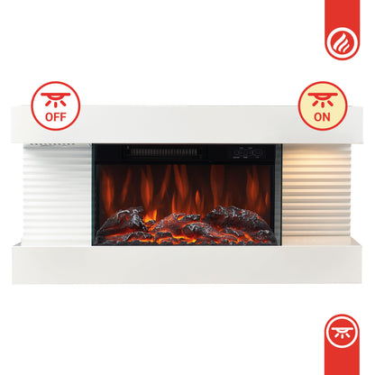 KAMINIO Liz Elektrischer Wandkamin Heizung 3D Flammen - Weiss
