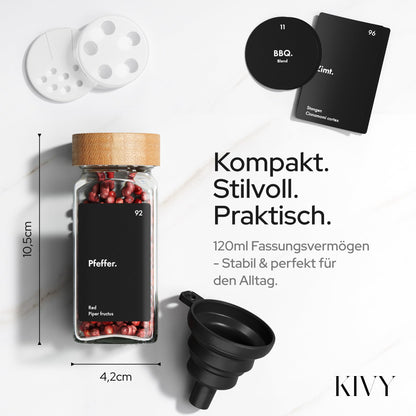 KIVY Gewürzregal Set – 24 Gläser, verstellbar für Schubladen