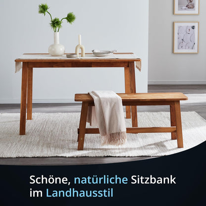 KHG Holzbank Sitzbank 100cm - Eiche Massiv Landhaus