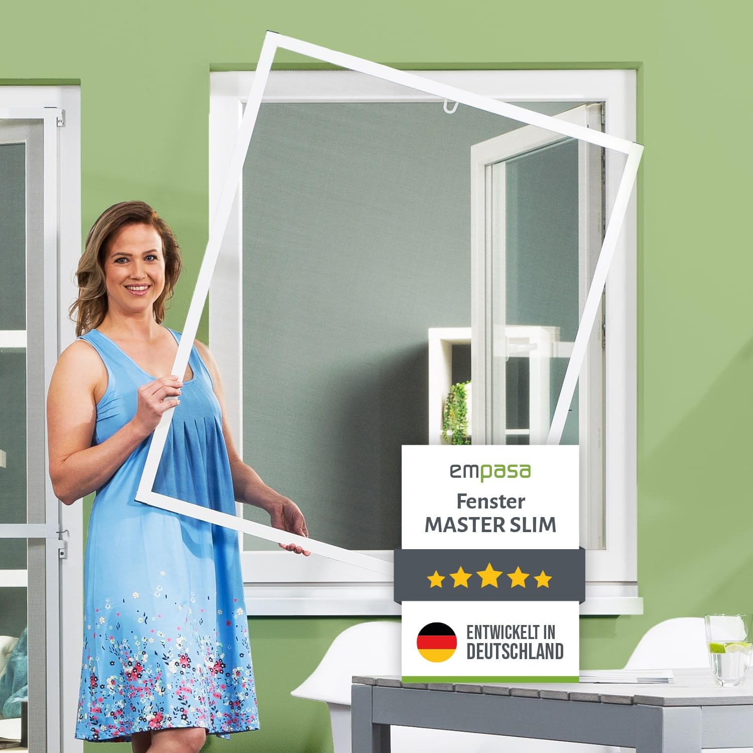 empasa Fliegengitter Fenster Master Slim Alurahmen weiss 150x160 cm mit FILATEC-Insektenschutzgewebe