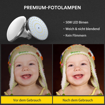 RALENO 2x 50W LED Softbox Fotostudio Set - 50x50 cm