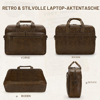 RAINSMORE Aktentasche Herren Laptoptasche 16 Zoll Vintage PU-Leder