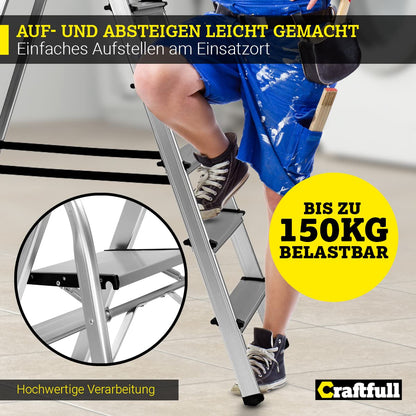 CRAFTFULL CF-133B Alu Haushaltsleiter klappbar - 6 Stufen