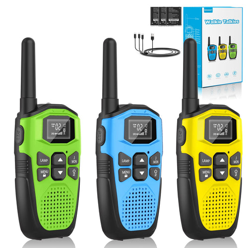 NXGKET Walkie Talkie 3er Set, aufladbar, bis 5 km Reichweite
