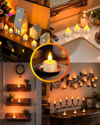 Yme LED Teelichter aufladbar, 12er Set mit Ladestation und Timer