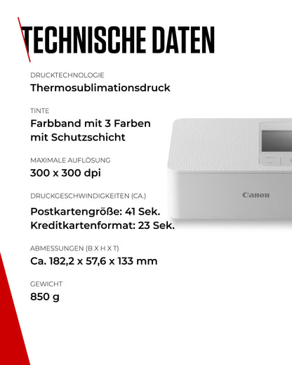 Canon SELPHY CP1500 Mobiler Fotodrucker - Weiss mit Papierset