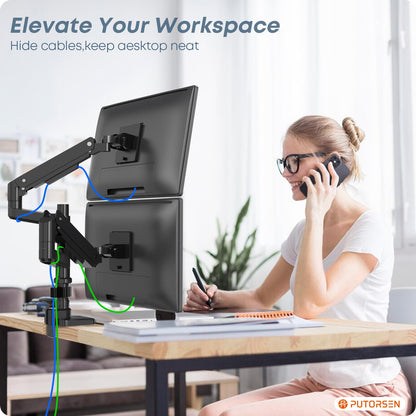 PUTORSEN Gasfeder Dual Monitor Tischhalterung - 17-49 Zoll