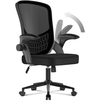 naspaluro Ergonomischer Bürostuhl - Mesh Schwarz, Armlehnen klappbar. Für ergonomisches Sitzen bei langer Bildschirmarbeit.