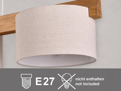 meineWunschleuchte Pendelleuchte Holz Stoff Beige 3-flammig E27
