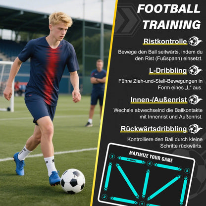 hykoiuu Fussball-Trainingsmatte 120x80 cm Set mit rutschfesten Socken