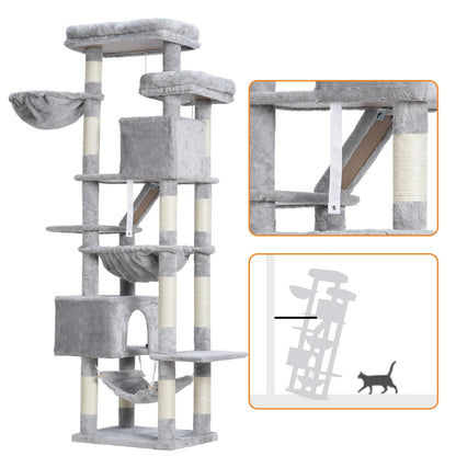 Heybly HCT034W Kratzbaum Katzenturm – 180 cm, Hellgrau