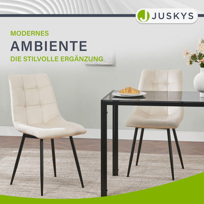 Juskys Blanca Esszimmerstühle Samt Polsterstuhl 4er Set Beige