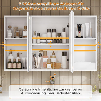 mojiasion Spiegelschrank mit LED-Beleuchtung & Steckdose, 100 cm