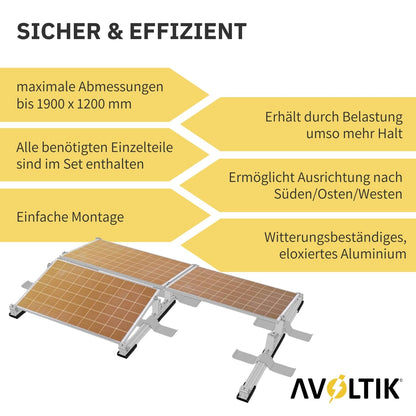 Avoltik 4er Set Solarmodul Flachdach Halterung ohne Bohren
