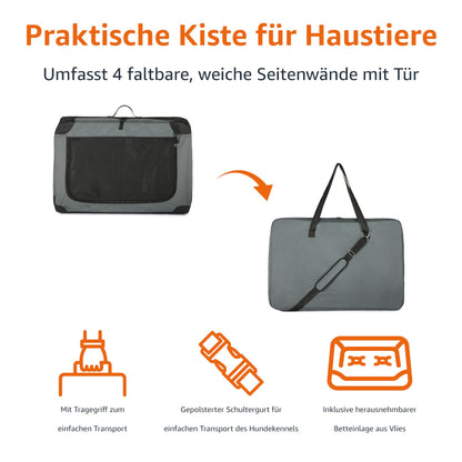 Amazon Basics Reisezwinger faltbar mit 4 Türen, Grösse L, grau