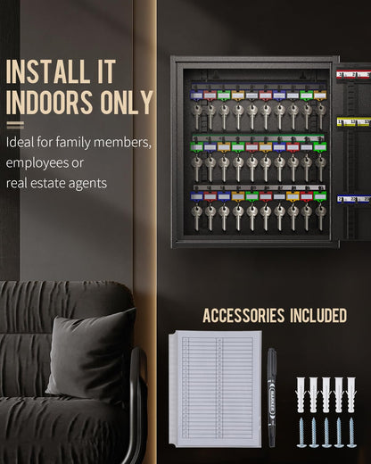 Uniclife Digitaler Schlüsselschrank 60 Positionen Kombi Schwarz