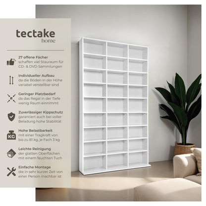 tectake Regal Aufbewahrung Bücherregal Standregal - Weiss