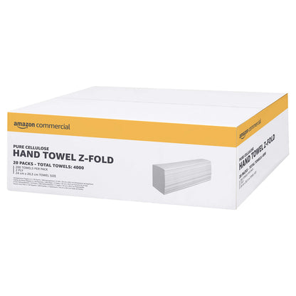 AmazonCommercial Papierhandtücher Z-Falz, 2-lagig, 4000 Blatt, H2-Spender kompatibel