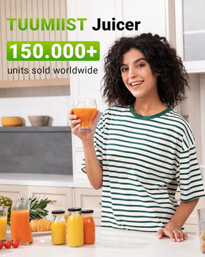 TUUMIIST Slow Juicer 180, Entsafter mit 120 mm Einfüllschacht, schwarz