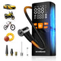 NEVERLAND Elektrische Luftpumpe Akku Kompressor 150 PSI mit Powerbank, tragbar mit Manometer und LED-Licht